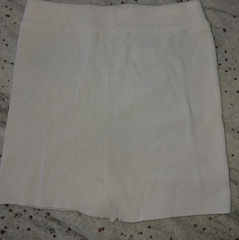 MESHKI Noah Knit Shorts Ivory Cream Ribbed Size S Clean Girl Old Money - Picture 6 of 12